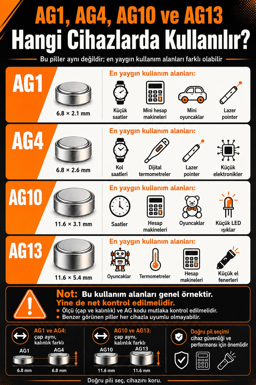 10 Adet AG10 Alkaline Düğme Pil 1.5 Volt LR1130 / 389 / 189 Alkali Düğme Piller