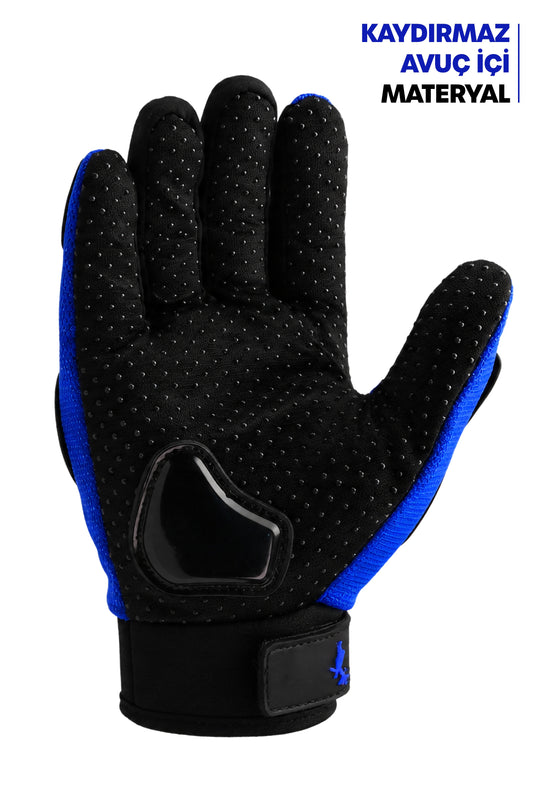 M Beden Korumalı Motosiklet Eldiveni Unisex Bisiklet Motorcu Eldiveni Mavi 113