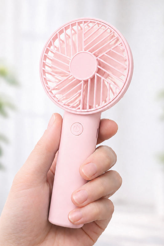 Standlı 3 MOD Şarjlı El Fanı 3 Kademe Seyahat Masaüstü Vantilatör Taşınabilir Mini Fan Pembe F137