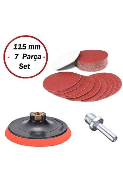 Cırt Zımpara Seti Spiral Taşlama Matkap Uyumlu + Matkap Aparatı 115 Mm (7 Parça)