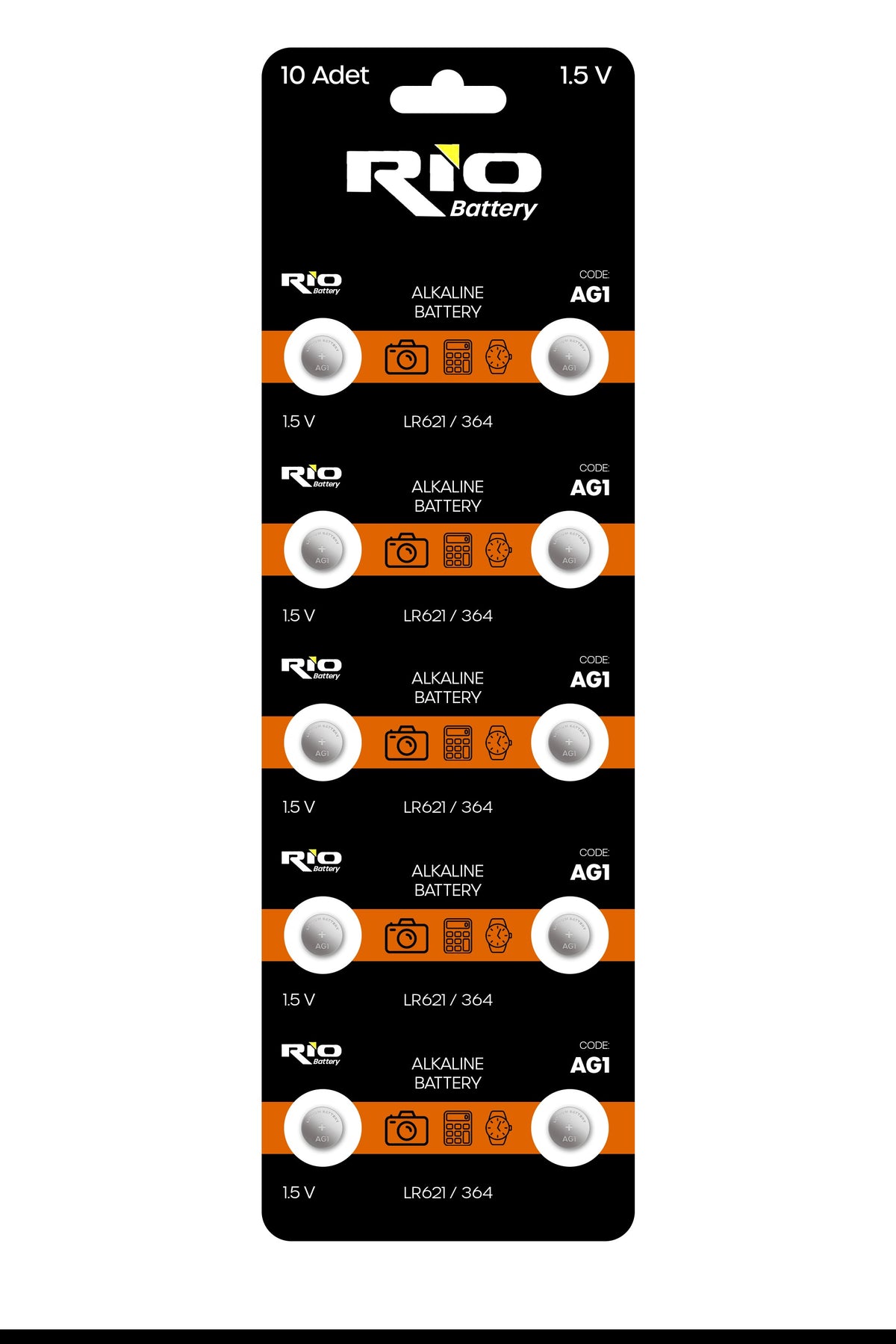 10 Adet AG1 Alkaline Düğme Pil 1.5 Volt LR621 / 364 / 164 Alkali Düğme Piller
