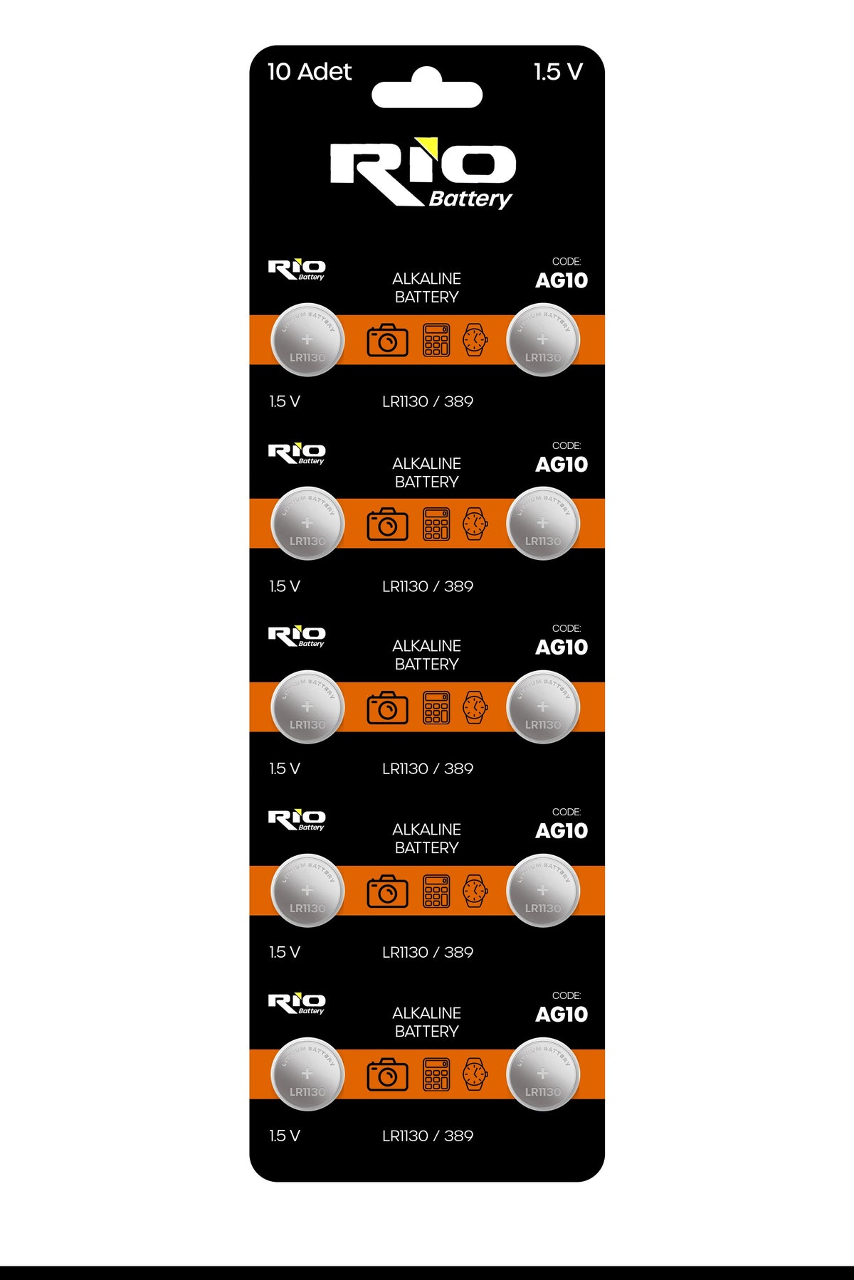 10 Adet AG10 Alkaline Düğme Pil 1.5 Volt LR1130 / 389 / 189 Alkali Düğme Piller