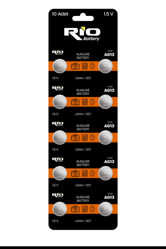 10 Adet AG13 Alkaline Düğme Pil 1.5 Volt LR44 / A76 / 357 Alkali Düğme Piller