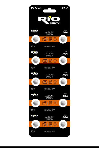 10 Adet AG4 Alkaline Düğme Pil 1.5 Volt LR626 / 377 / 177 Alkali Düğme Piller