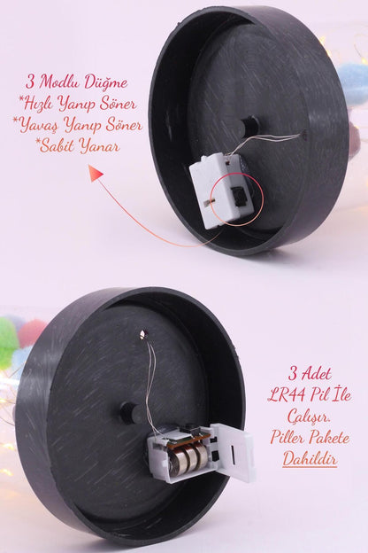 3 Modlu Led Işıklı Fanus Içinde Sevgili Çift Detaylı Sevgiliye Hediyelik Dekoratif Gece Lambası
