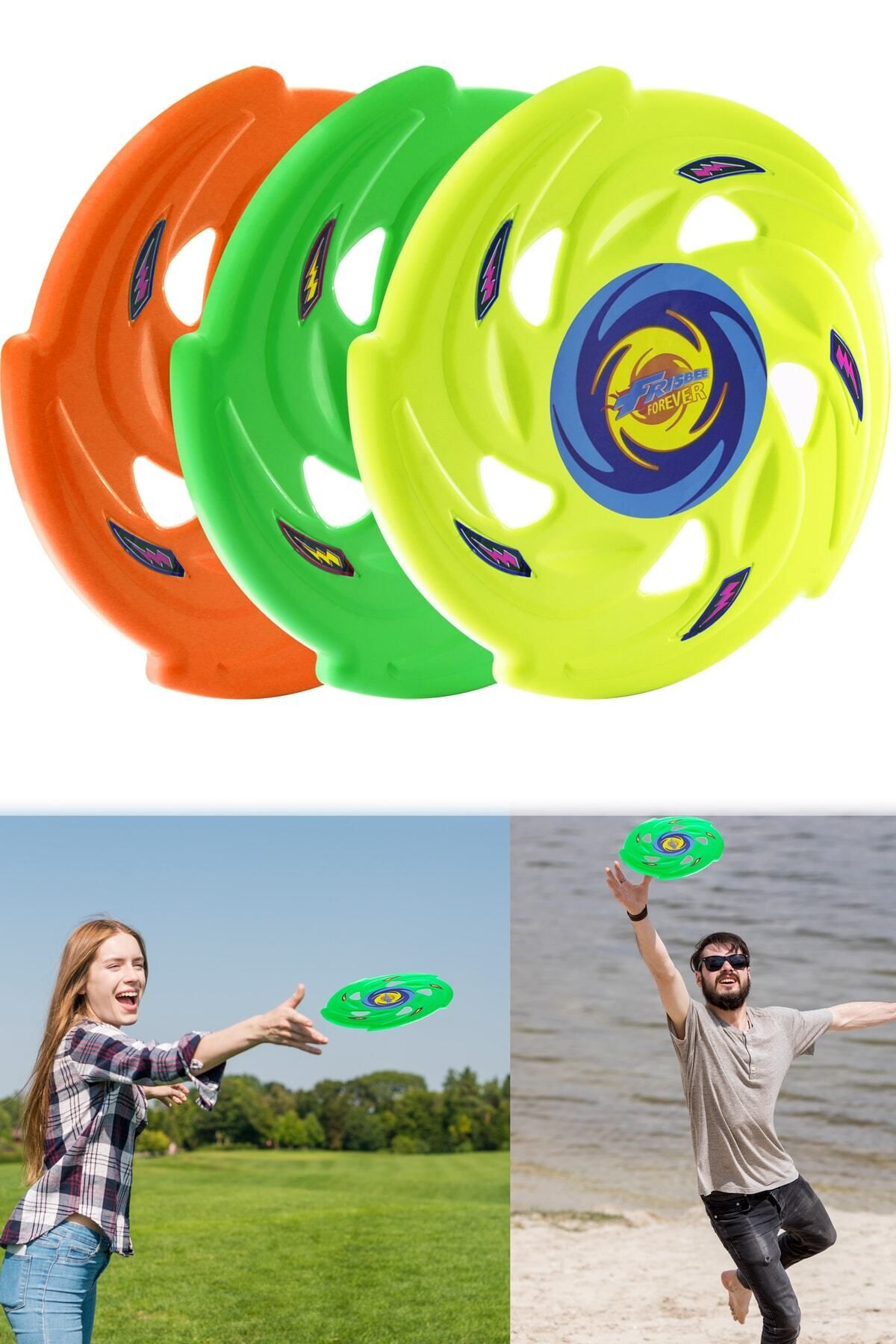 3lü Frisbee Frizbi Fırlatma Diski Disk Atma Oyunu Çocuk Yetişkin Plaj Bahçe Oyuncak 24 Cm