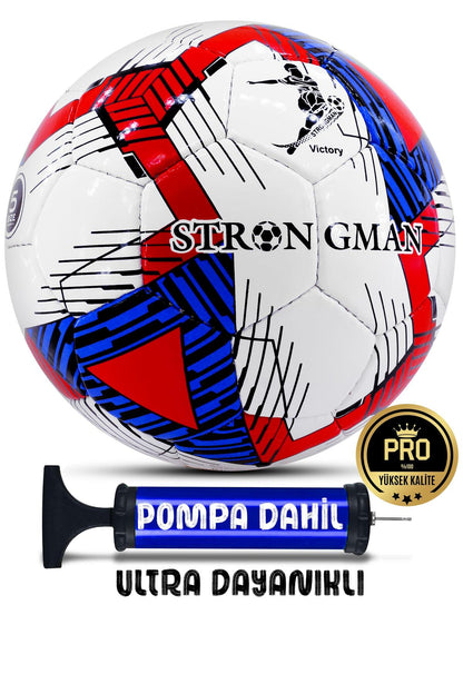 Futbol Topu Pompalı Set Profesyonel El Dikişli Dayanıklı Sert Zemin Halı Saha Topu 701 No:5