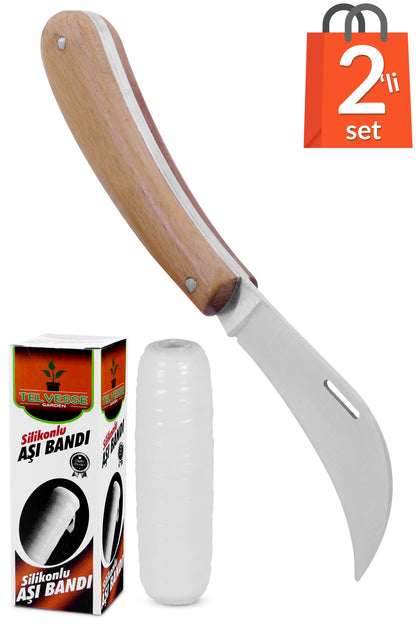 Aşı Bıçağı Ceviz Aşı Bıçağı 19 Cm + Aşı Bandı (2'li Paket)