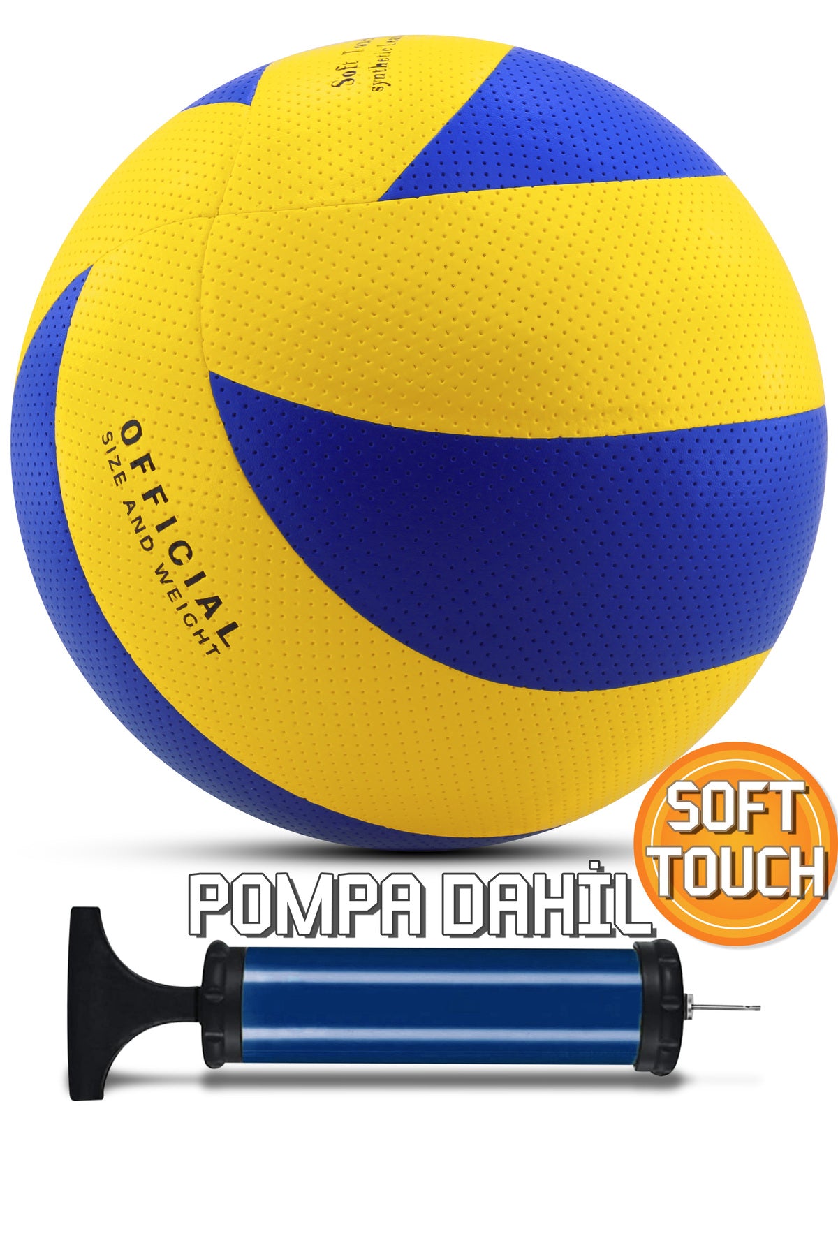 Yapıştırma Voleybol Topu Pompalı Set Soft Touch İç-Dış Mekan Uygun 8 Panel Mavi 280 Gram