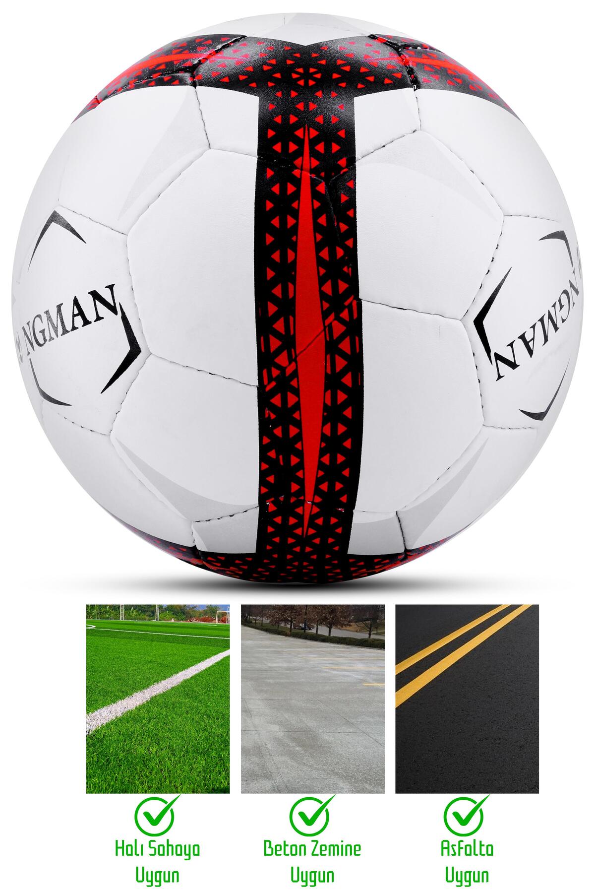Futbol Topu Pompalı Set Profesyonel El Dikişli Dayanıklı Sert Zemin Halı Saha Topu 099 No:5
