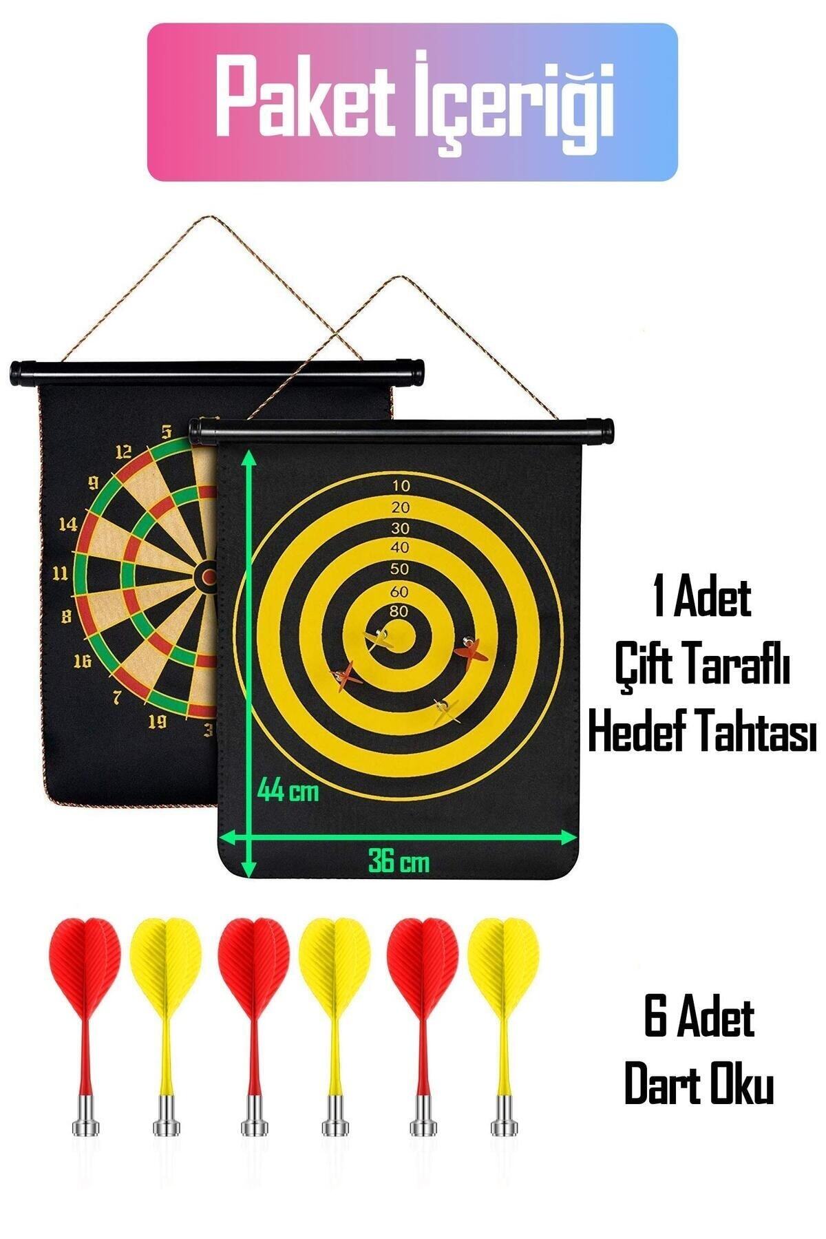 Büyük Boy 6 Oklu Mıknatıslı Dart Seti Çift Yönlü Manyetik Duvara Zarar Vermeyen Dart Oyunu