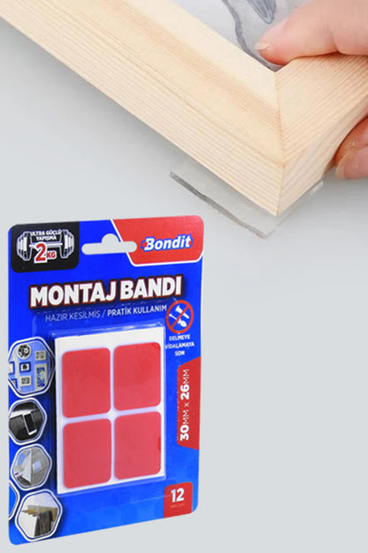Bondit Çerçeve Tablo Banyo Mutfak Montaj Bandı Dörtgen 30x26mm