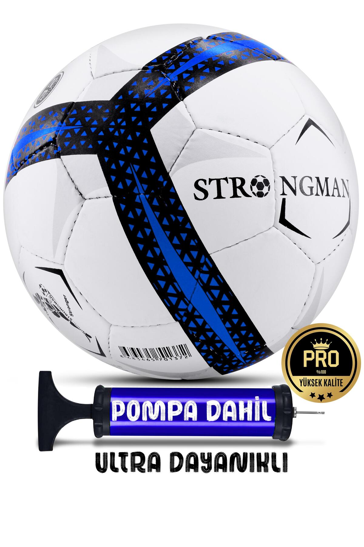 Futbol Topu Pompalı Set Profesyonel El Dikişli Dayanıklı Sert Zemin Halı Saha Topu 099 No:5
