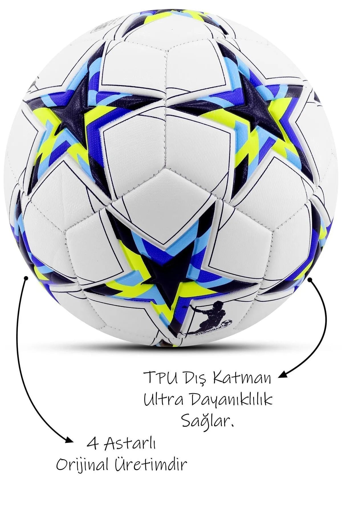 3lü Set Futbol Topu Tekmelik Şampiyonlar Ligi Pompalı Sert Zemin Halı Saha Futbol Topu No:5