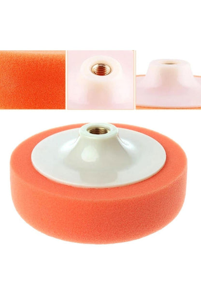 5+1 Set Polisaj Süngeri Turuncu Oto Pasta Cila Parlatma Pedi 150mm + Matkap Aparatı