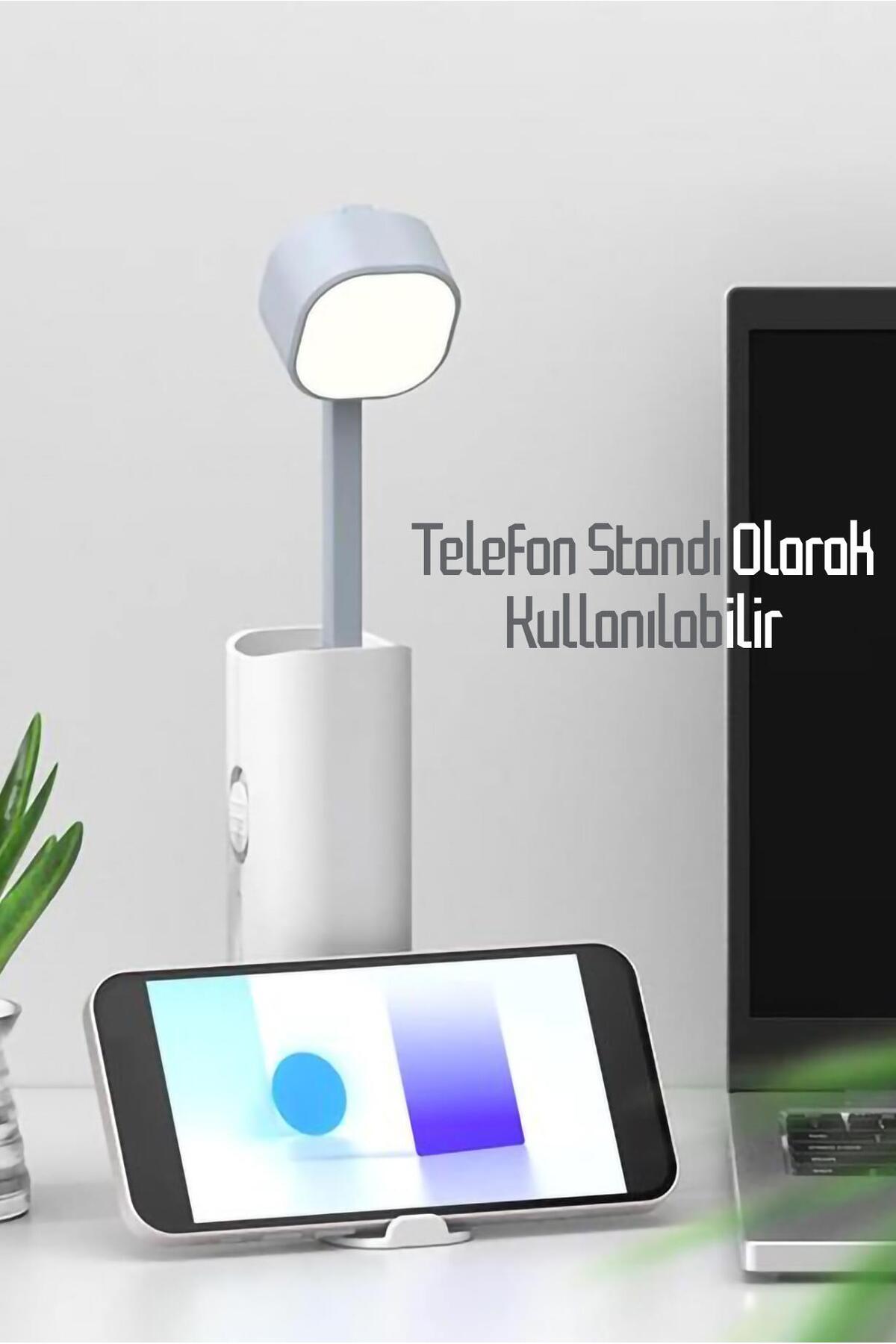4in1 Şarjlı Masa Lambası Powerbank Özellikli Telefon Standlı Kamp El Feneri Çalışma Okuma Işığı 975