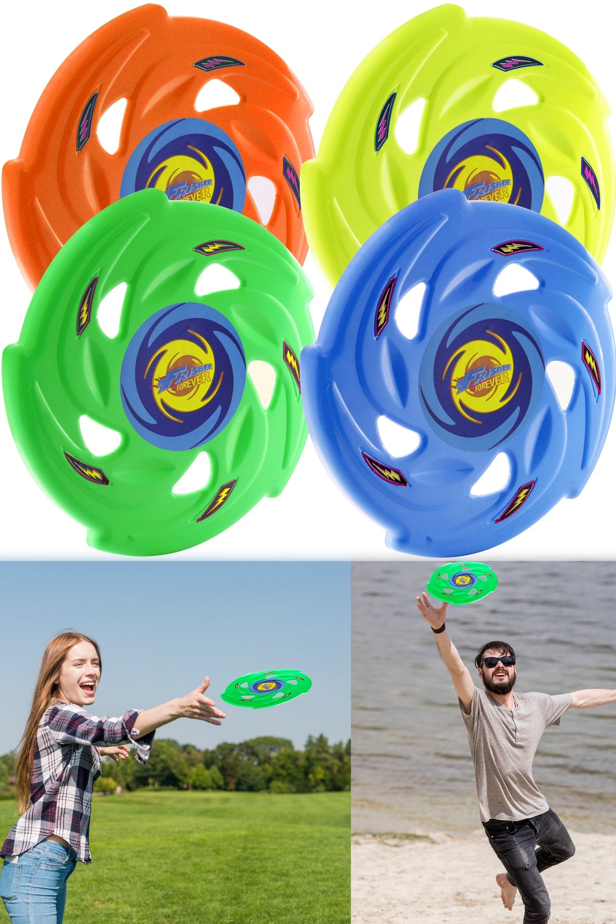 4lü Frisbee Frizbi Fırlatma Diski Disk Atma Oyunu Çocuk Yetişkin Plaj Bahçe Oyuncak 24 Cm