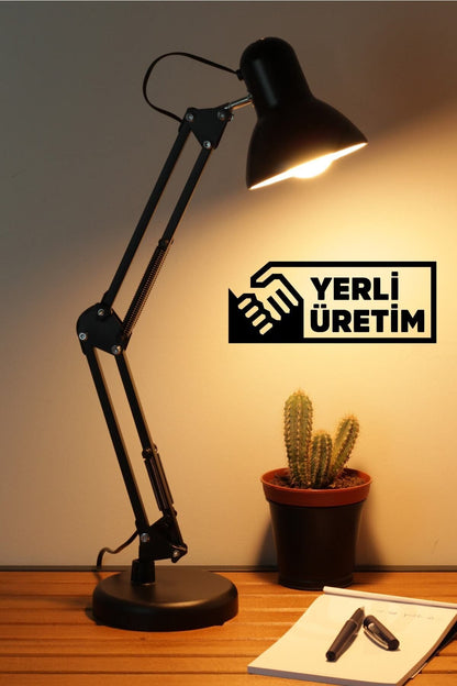 Masa Lambası Akrobat Yaylı Metal 360° Açılı Ayarlanabilir Hareketli Çalışma Masası Lambası Siyah