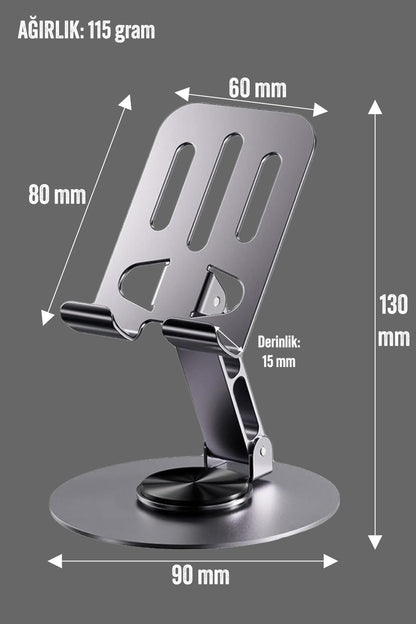Ayarlanabilir Metal Katlanabilir Telefon Tutucu Tablet Standı Yüksek Kalite 360° S013