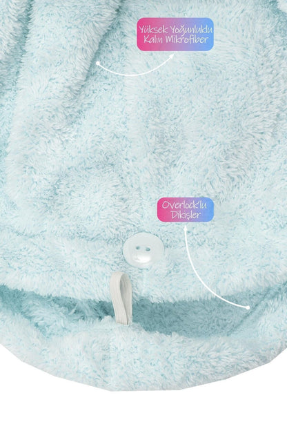 Kalın Mikrofiber Saç Havlusu Plaj Deniz Havuz Bonesi Kurulama Banyo Saç Kurutma Baş Havlusu Turkuaz