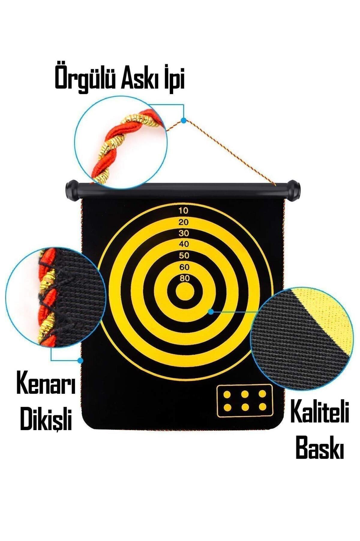 Büyük Boy 6 Oklu Mıknatıslı Dart Seti Çift Yönlü Manyetik Duvara Zarar Vermeyen Dart Oyunu
