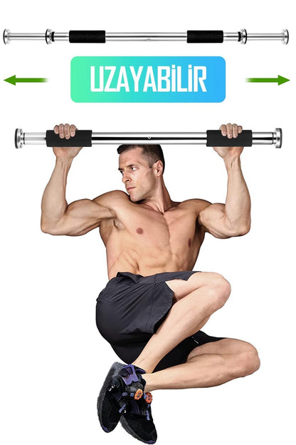 Kapı Barfiksi Süngerli Krom Koridor Barfix Aleti Demiri Şınav Çubuğu Chin Up Pull Up Demiri 62-100cm