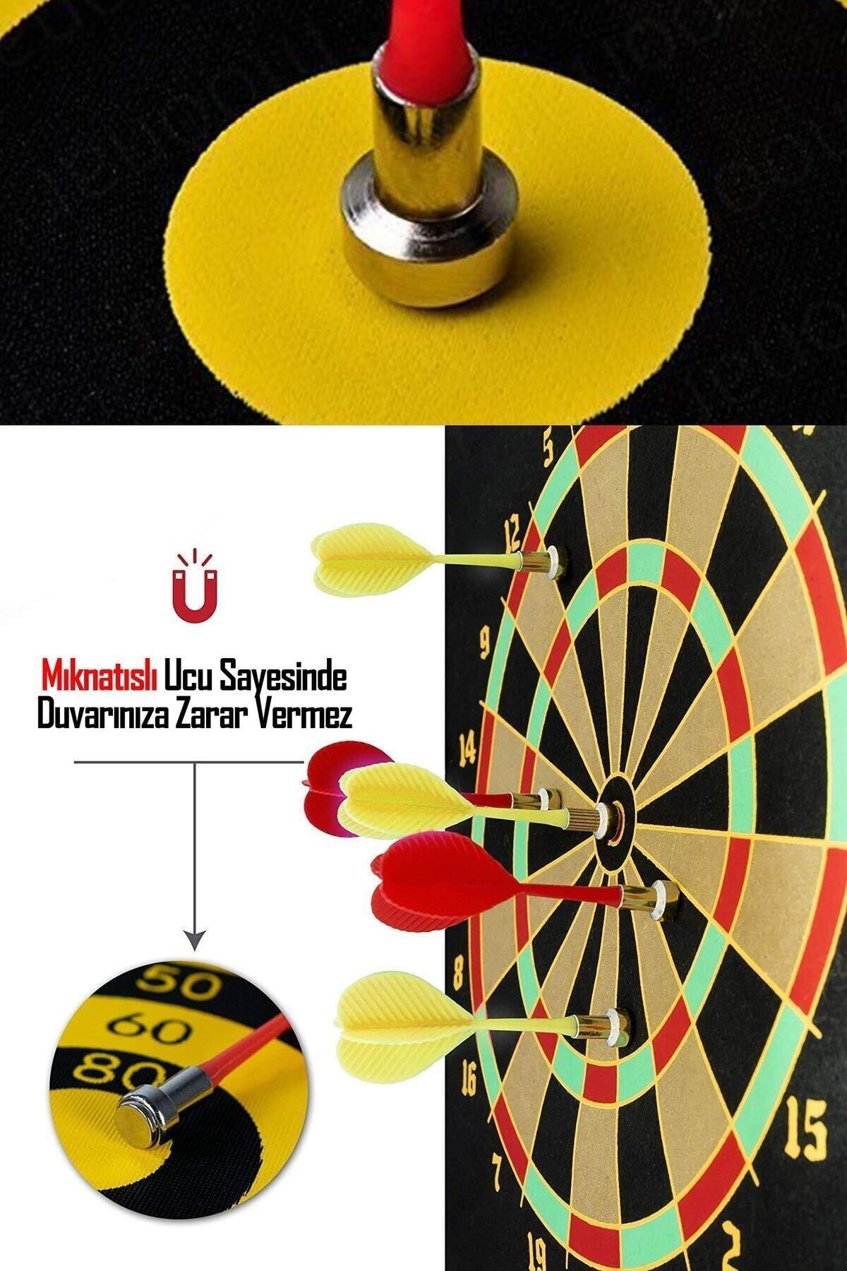 Büyük Boy 6 Oklu Mıknatıslı Dart Seti Çift Yönlü Manyetik Duvara Zarar Vermeyen Dart Oyunu