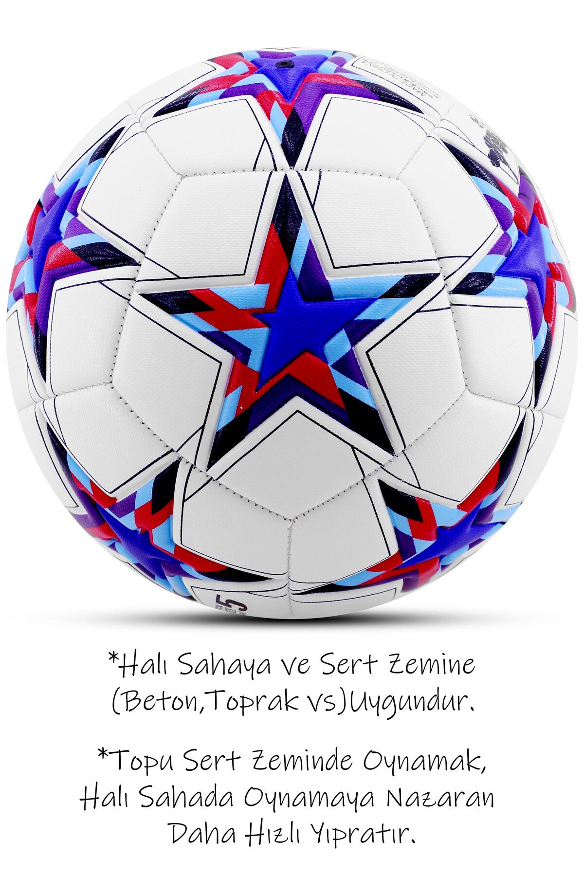 Futbol Topu Şampiyonlar Ligi Topu UCL Halı Saha Sert Zemin Dayanıklı Top No:5 Mavi FT510