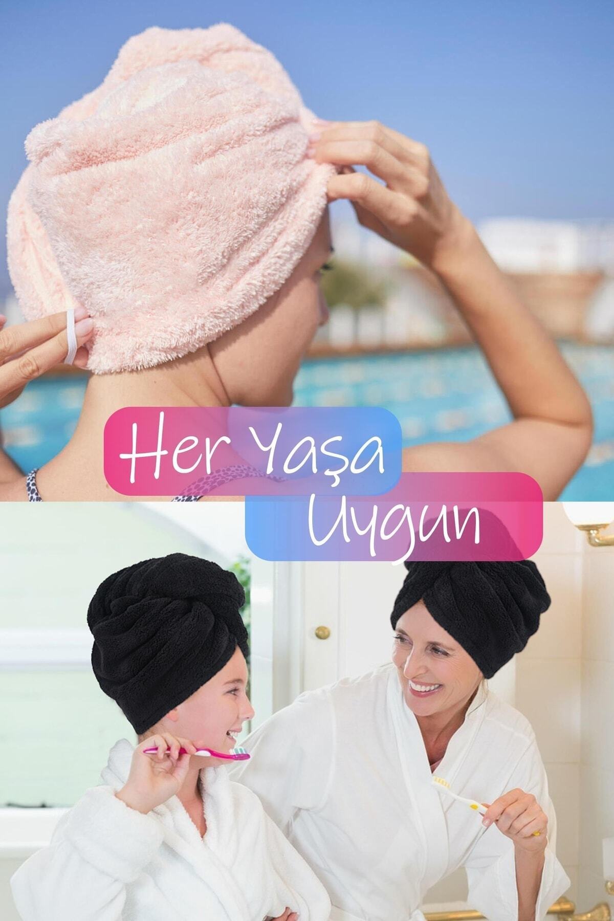 Kalın Mikrofiber Saç Havlusu Plaj Deniz Havuz Bonesi Kurulama Banyo Saç Kurutma Baş Havlusu Turkuaz