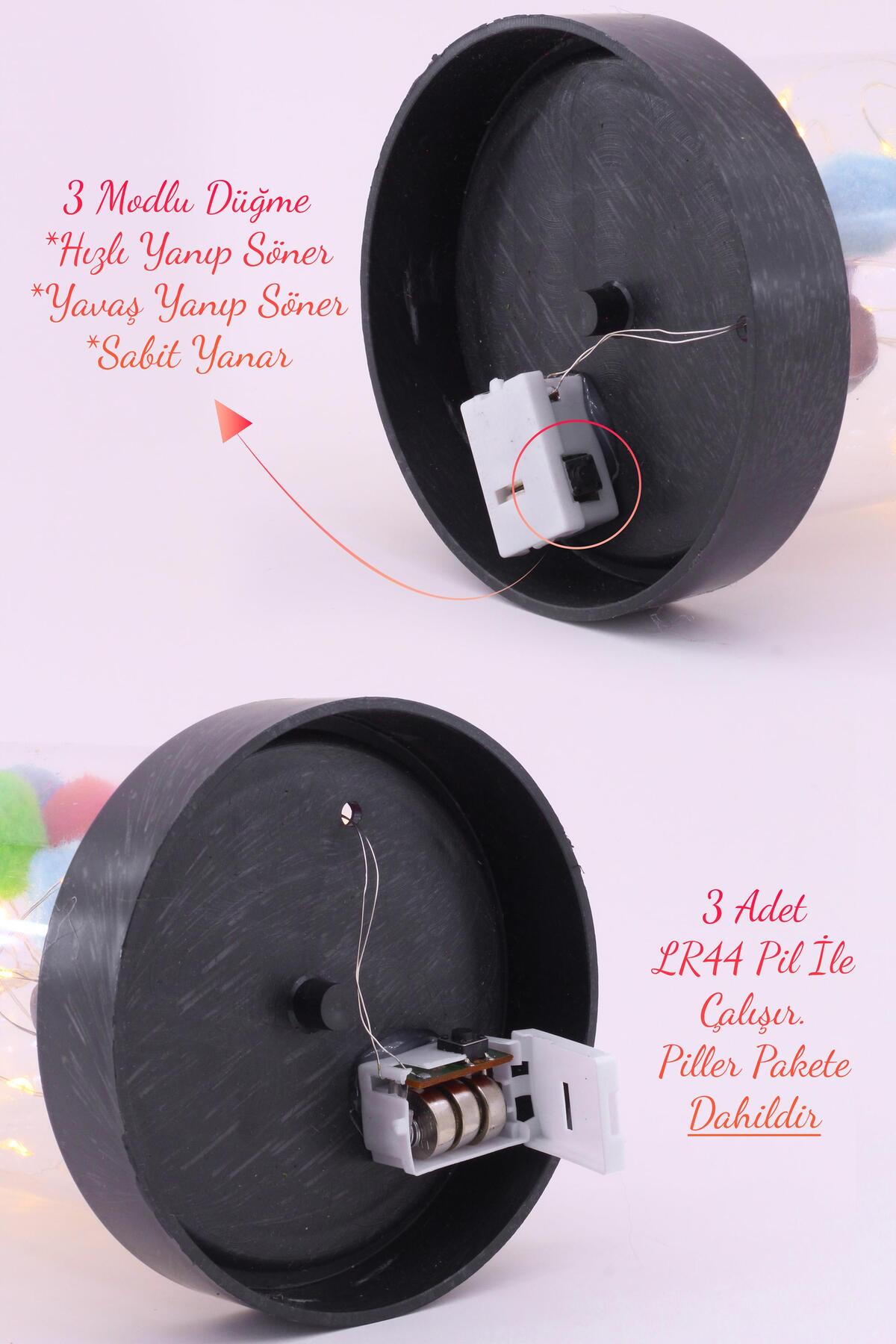 3 Modlu Led Işıklı Fanus İçinde Beyaz Ayıcık Detaylı Sevgiliye Hediyelik Dekoratif Gece Lambası