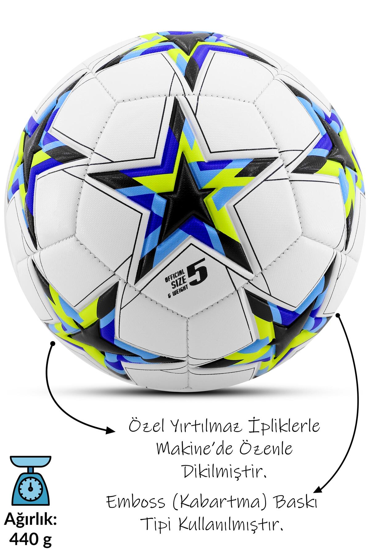 Futbol Topu Şampiyonlar Ligi Topu UCL Halı Saha Sert Zemin Dayanıklı Top No:5 Siyah FT510