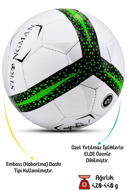 Futbol Topu Pompalı Set Profesyonel El Dikişli Dayanıklı Sert Zemin Halı Saha Topu 099 No:5