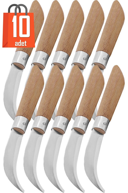 10 Adet Bayram Aşı Bıçağı Ahşap Saplı Bağ Budama Bıçağı Paslanmaz Ceviz Aşı Ekipmanı 22cm No:3