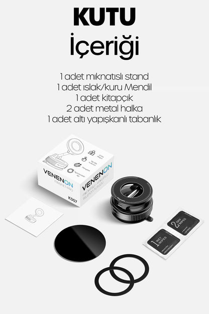 2li MagnetPRO 360° Ayarlanabilir Araç İçi Masa Üstü Vakumlu Mıknatıslı Magsafe Telefon Tutucu Siyah
