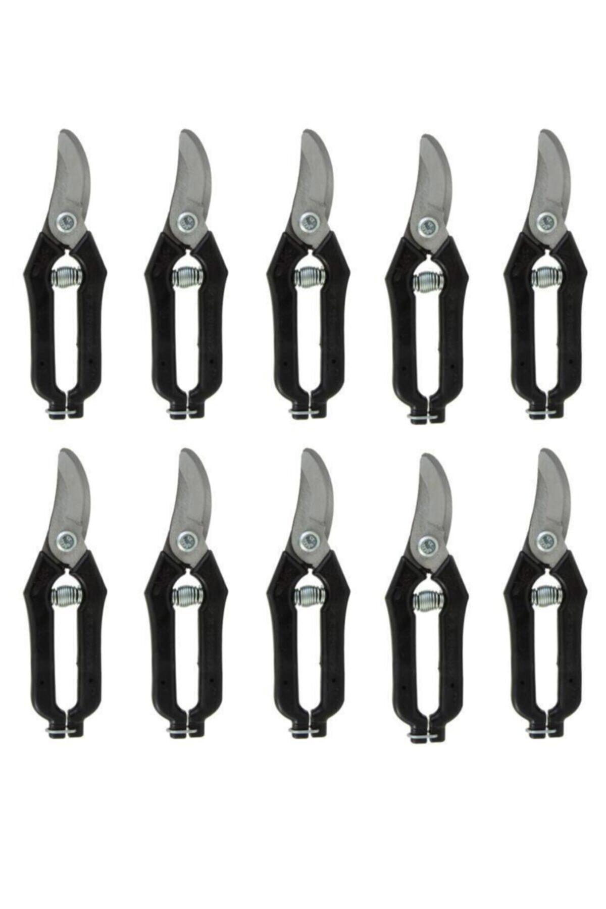 Göcen 10 Adet Narenciye Üzüm Bağ Budama Makası Eğri Uçlu 18 Cm Siyah