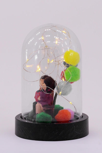3 Modlu Led Işıklı Fanus Içinde Sevgili Çift Detaylı Sevgiliye Hediyelik Dekoratif Gece Lambası