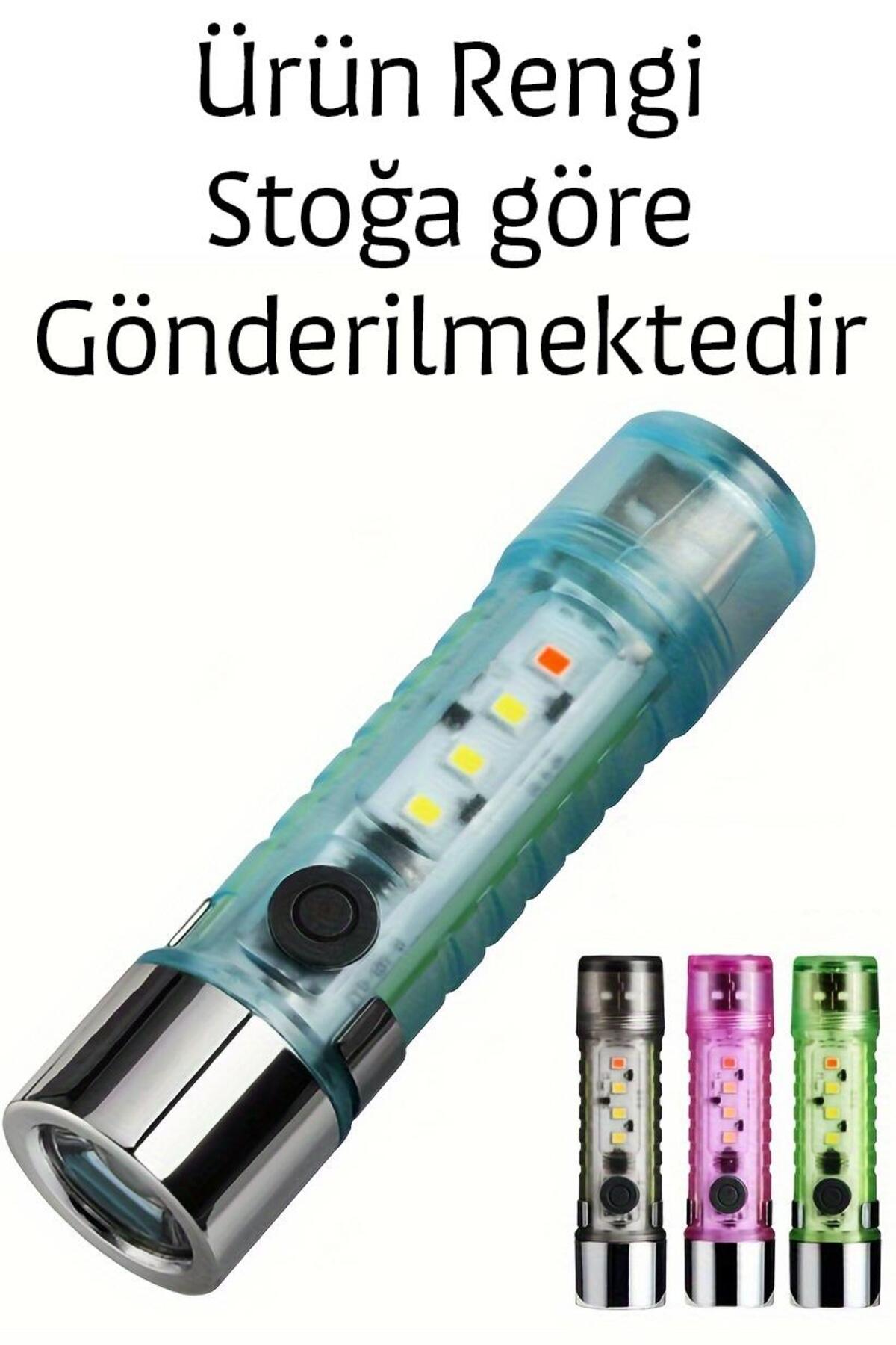 Çakarlı Ledli Şarjlı 9 UV Işıklı SOS Acil Durum Anahtarlık Mini El Feneri 130 lümen 3W 47740