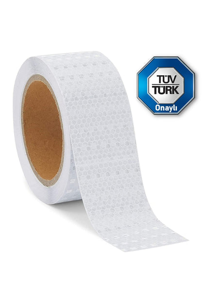 Reflektörlü Fosforlu Şerit Bant Ikaz Bandı Tüvtürk Uyumlu C E1 Onaylı Beyaz 5 Metre