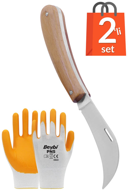 Ceviz Aşı Bıçağı 19 Cm + Iş Eldiveni