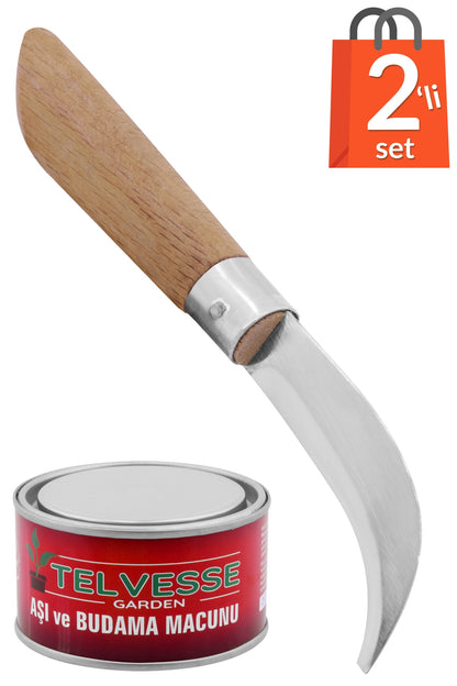 Bayram Aşı Bıçağı 22 Cm + Aşı Macunu Ceviz Aşısı (2'li Paket)