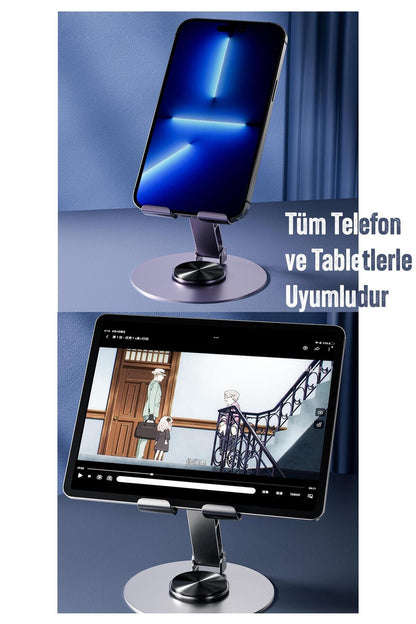 Ayarlanabilir Metal Katlanabilir Telefon Tutucu Tablet Standı Yüksek Kalite 360° S013