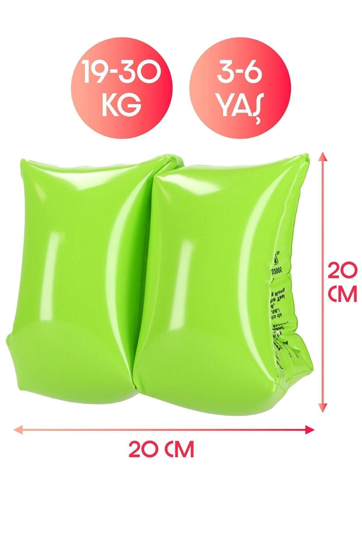Çocuk Yüzme Kolluk 3-6 Yaş 19-30 kg Şişme Deniz Havuz Yüzücü Kolluk Yüzme Kolluğu Yeşil