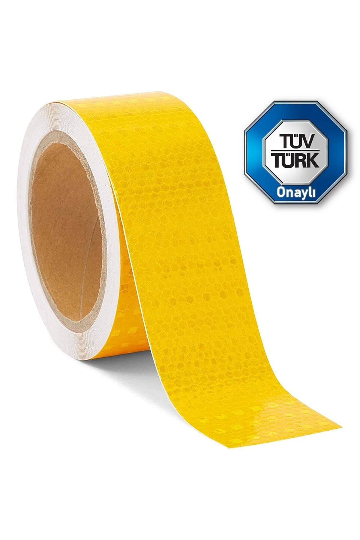 Reflektörlü Reflektif Şerit Bant Tüvtürk Uyumlu C E1 Onaylı Bant Sarı - 1 Metre