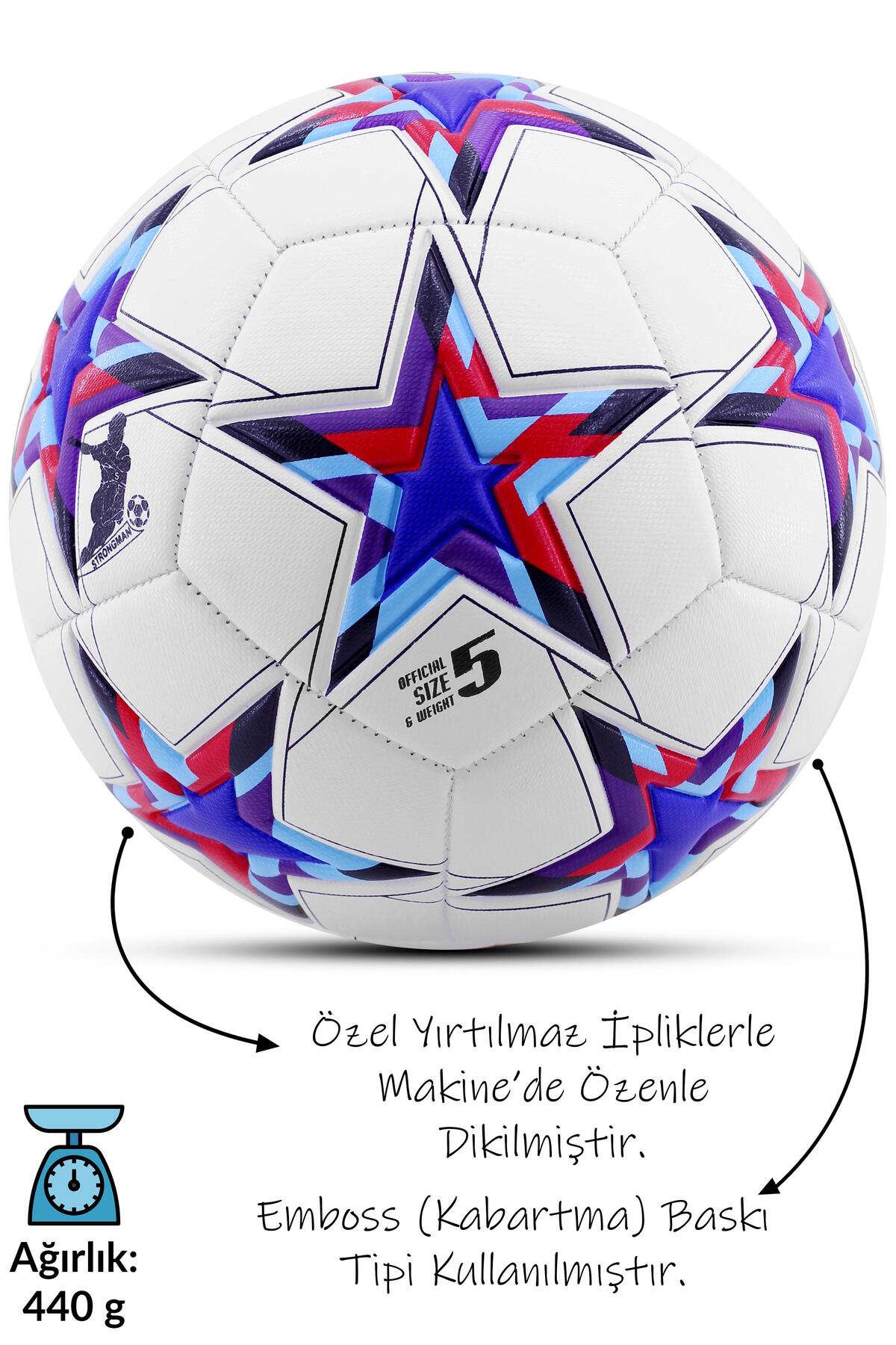 Futbol Topu Şampiyonlar Ligi Topu UCL Halı Saha Sert Zemin Dayanıklı Top No:5 Mavi FT510