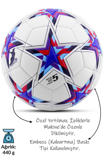Futbol Topu Şampiyonlar Ligi Topu UCL Halı Saha Sert Zemin Dayanıklı Top No:5 Mavi FT510
