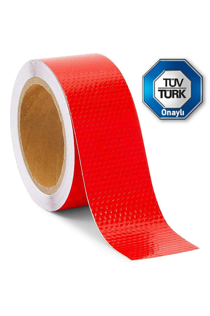 Reflektörlü Reflektif Şerit Bant Tüvtürk Uyumlu C E1 Onaylı Bant Kırmızı - 1 Metre