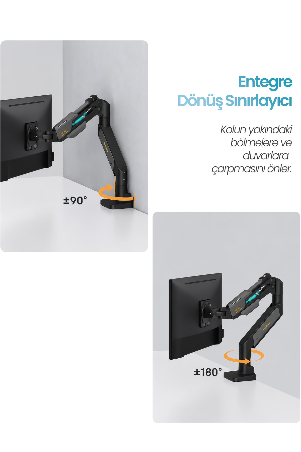 24-57" Armada Ultrawide Ekran Monitör Kolu 30 KG Kapasiteli VESA Uyumlu Tam Hareketli Monitör Standı