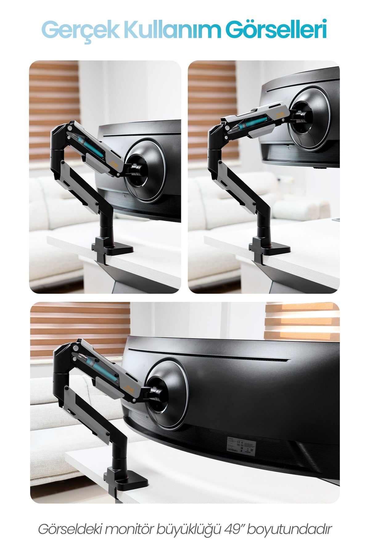 24-57" Armada Ultrawide Ekran Monitör Kolu 30 KG Kapasiteli VESA Uyumlu Tam Hareketli Monitör Standı
