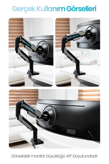 24-57" Armada Ultrawide Ekran Monitör Kolu 30 KG Kapasiteli VESA Uyumlu Tam Hareketli Monitör Standı