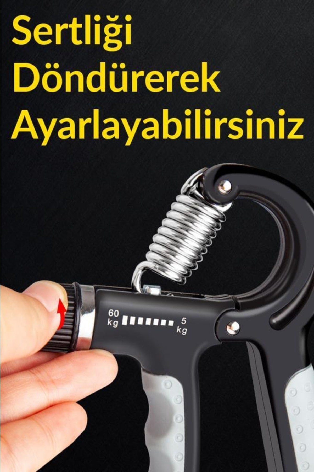 Sayaçlı El Yayı 5-60 Kg Bilek Güçlendirici Alet Ayarlanabilir Fitness Egzersiz Siyah